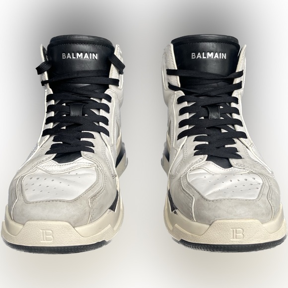 Balmain // High-Top Leather B-Ball Sneakers - Picture 2 of 6